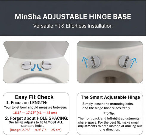 MinSha 16.5 MinS5005 Round/O-Shape Toilet Seat Replacement, Soft Close Quiet No Slam, PP Plastic Heavy-Duty Durable