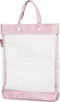 PATIKIL Nylon Document Bag with Handle, Mesh Transparent Handbag for Office Business, Pink