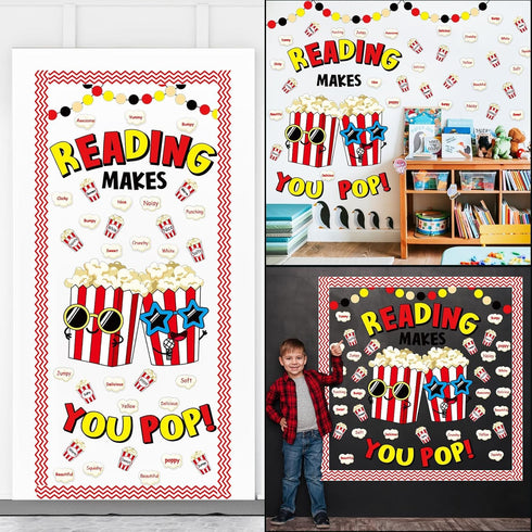 Popcorn Cutouts - Popcorn Theme Classroom Bulletin Board Decorations, Reading Makes You Pop Themed Birthday Party