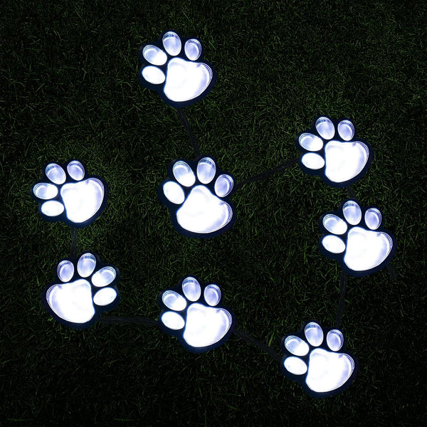 16.8ft Paw Print Solar Lights - Dog Cats Animal Solar String Lights