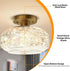 Bathroom,Bulb Industrial Semi Flush Mount Ceiling Light Fixture,Gold Globe Glass Hallway Lights Fixtures