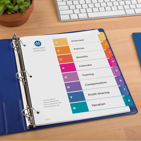 Avery EcoFriendly Recycled Dividers for 3 Ring Binders, 8-Tab Multicolor, 3 Sets for 24 Total (11081)