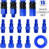 15 Pieces 1/4" NPT Aluminum Air Coupler and Plug Kit, Quick Connect Air Fittings, Industrial Quick Connector Set (Blue) by FYPower