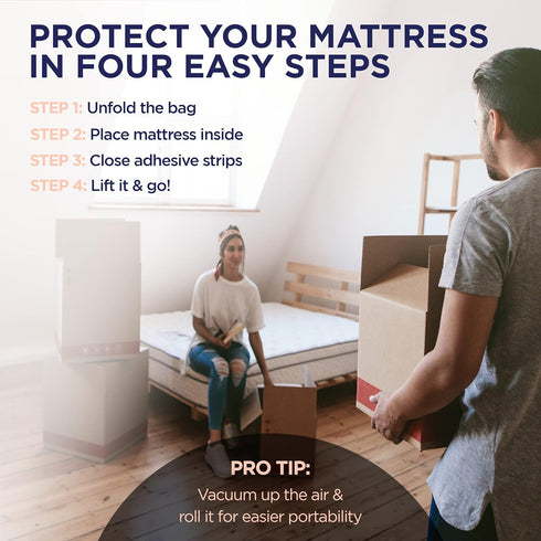 Ultrablock Mattress Bags for Moving or Storage, Extra Thick Full Size 6 Mil Reusable Plastic Cover, Tear Resistant
