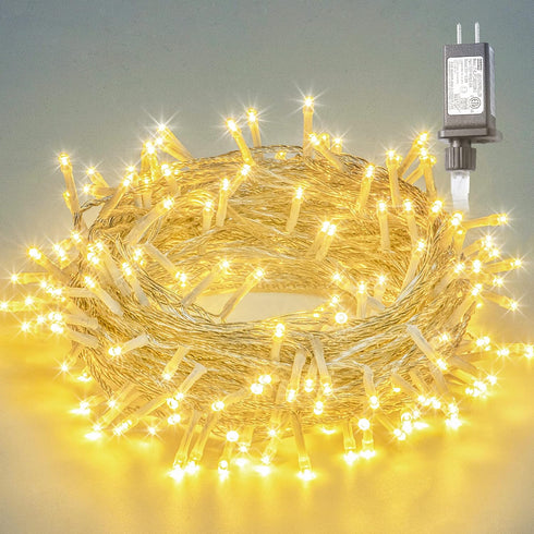 oopswow Warm White Christmas Lights,33ft 100LED String Lights,Twinkle Lights Plug in with 8