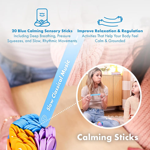 Harkla 60 Sensory Sticks Sensory Activities to Help Kids Relax and Refocus | Easy-to-Use Brain Break Kit | Science