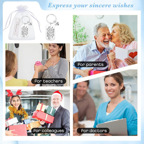 72 Yinkin Pcs Employee Appreciation Gifts Bulk Thank You Coworker Keychain Gifts with Organza Bags and Thank You