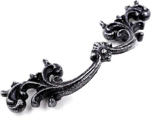 JETLAND 6-Pack, 2-1/2" PW1619AS64 French Provincial Drawer Pulls - Iron Scratches, Hole Centers, Vintage Shabby Chic