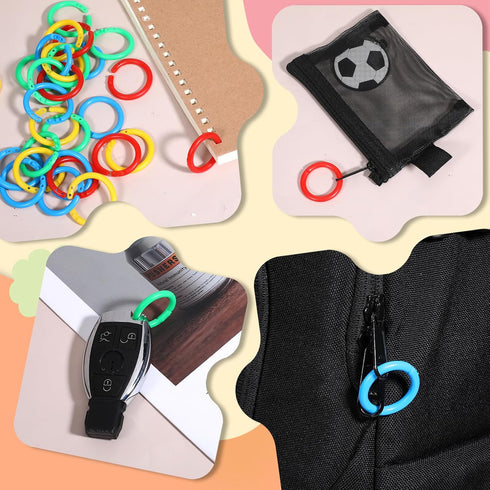 Exircy 50Pcs 1 Inch 0.78 Inch Loose Leaf Binder Rings Colorful Plastics Small Book Notebook Paper Ring Clips