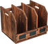 Rustic Torched Brown Wooden Desktop Document Organizer, Office Chalkboard Labels, File Folder Sorter, Table