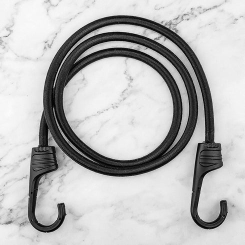 ZHOUBIN 48 Inch Black Bungee Cords with Hooks, Heavy Duty, 1 Pcs