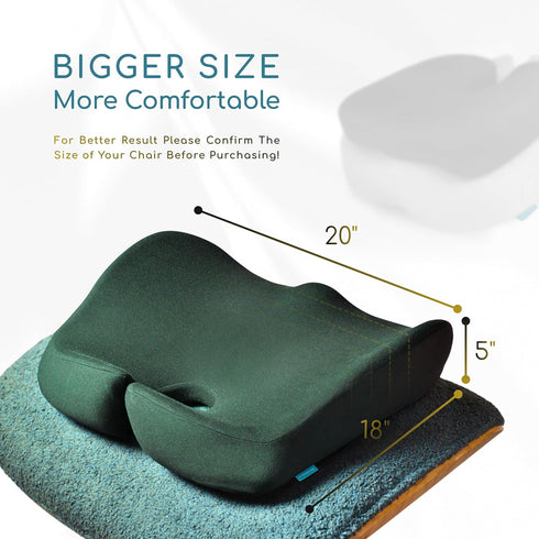 Tailbone Orthopedic Coccyx Cushion for Pain Relief, Sciatica and Back Pain - XL Memory Foam Seat Cushions for Office