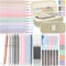 Back to School Aesthetic Supplies - 57Pcs Cute School Essentials - Big Capacity Pen Case & Pastel Highlighters