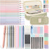 Back to School Aesthetic Supplies - 57Pcs Cute School Essentials - Big Capacity Pen Case & Pastel Highlighters