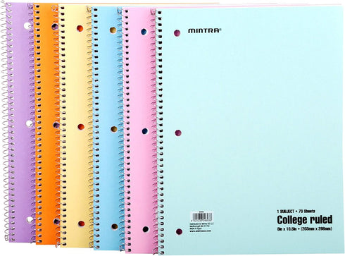 Mintra Office Spiral Notebooks (Pastel - College Ruled, 24pk)