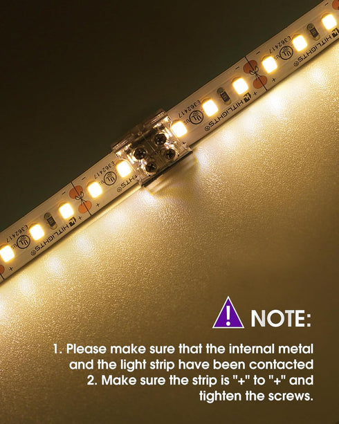 HitLights 26 Pack 2 Pin LED Connector - Solderless LED Tape Light Connectors with Screwdriver for 12V 24V Strips
