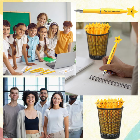 50 Qilery Employee Appreciation Gifts Bulk Inspirational Star Ballpoint Pens with Motivational Thank You Cards