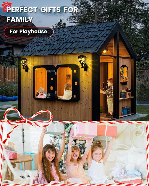 (4 Pack) TISEJOY Solar Wall Lantern Outdoor Playhouse Light, Waterproof Decorative Solar Powered for Playground, Tree