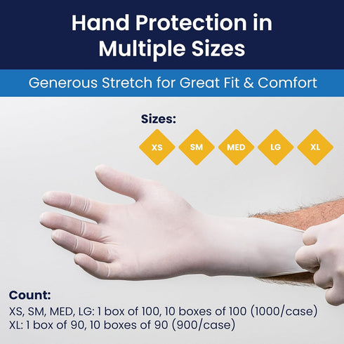 BRZ645 5.5 100 Adenna Bronze mil Powder-Free Latex Gloves, Medical Grade, White, Medium, Box