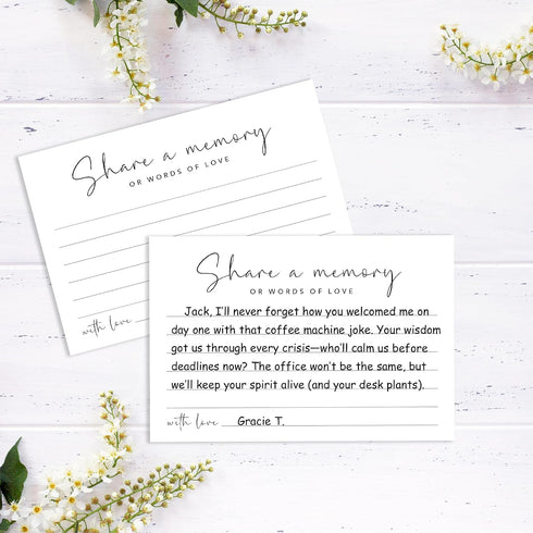 50 -A10 Share A Memory Cards For Celebration of Life Decorations, Psc Share A Memory Box For Funeral Memorial