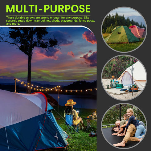 12pcs Heavy Duty 3/8 x 12 inch Tent Stakes, Ground Anchors for Camping, Trampoline, Carports, Canopies, High Winds