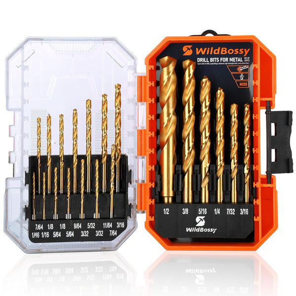 M35 Cobalt Drill Bit Set 20PCS (1/16"-1/2") High Speed Steel Jobber Length Kit for Hardened Metal with Index Storage