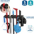 Mop and Broom Holder Wall Mount, Garage Storage Organizer with 5 Slots, 6 Hooks, 7.5lbs Capacity Per Slot, Black Broom