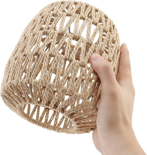 RTNLIT 7.08" D7.48" Handmade Woven Lampshade Replacement H, Retro Boho Rattan Lamp Shade for Table Floor Pendant Light