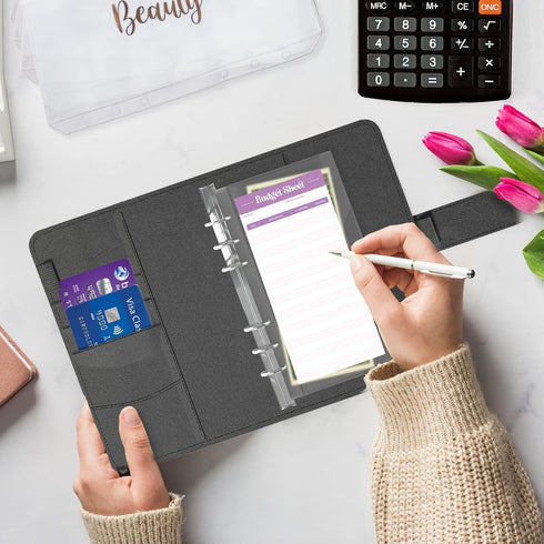 A6 SOUL MAMA Zodiac Budget Binder with Cash Envelopes For Budgeting Black Sagittarius Binder, Money Organizer for Cash