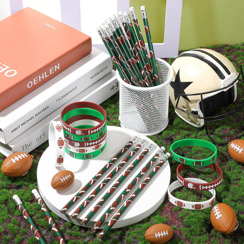 Sabary 48 Pcs Sports Pencils Set with Silicone Bracelets, Soccer, Football, Basketball, Baseball, Rubber Wristbands