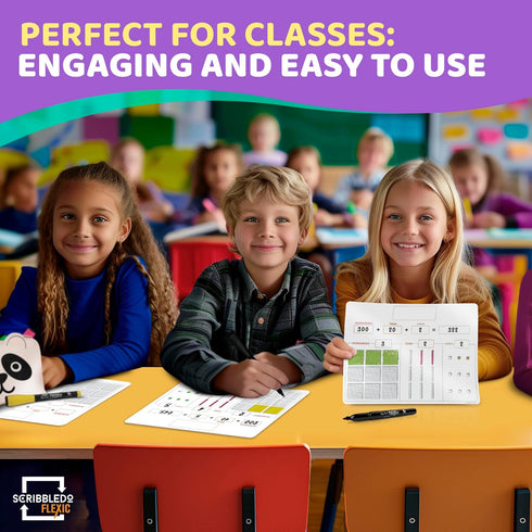 SCRIBBLEDO Base Ten Blocks Math Manipulatives, 9”x12” Dry Erase Sheets, Pack of 10 for Teacher Students Classroom