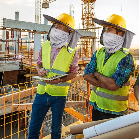 Yanwela 4pcs Set Hard Hat Sun Shade with Full Brim Visor, Shield Your Neck from Sun, Men's Construction Accessories
