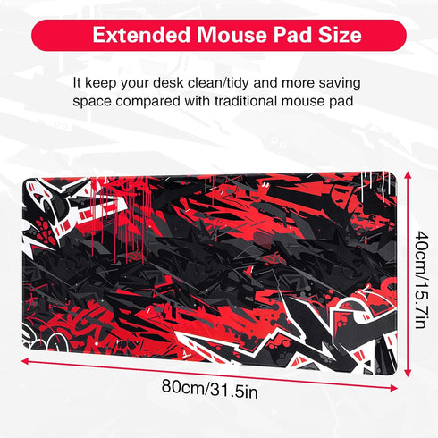 Gaming Mouse Pad, Canjoy Extended 31.5x15.7inch XXL Large Computer Keyboard Mouse Mat with Non-Slip Base