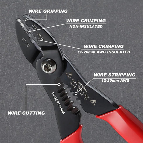 4 in 1 Wire Crimper Stripper, 7 Inches Compact Electricians Pliers for Household Industrial Cable Stripping