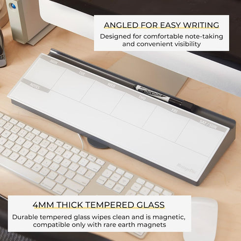 ECR4Kids MessageStor Keyboard Write and Store Desk Organizer, Grey