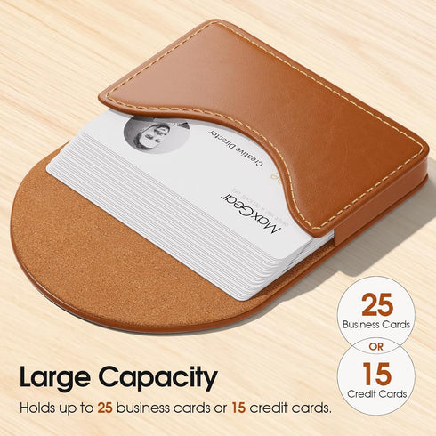 MaxGear Business Card Holder, PU Leather Case Pocket for Men or Women, Slim Credit Cards Carrier