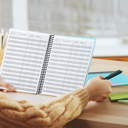 The Superior Register's Premium Check Book Register & Debit Card Ledger Notebook - Standard Edition, Blue