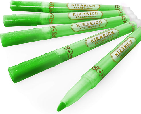 Zebra Kirarich Glitter Ink Highlighters, Chisel Tip, Green, Pack of 5