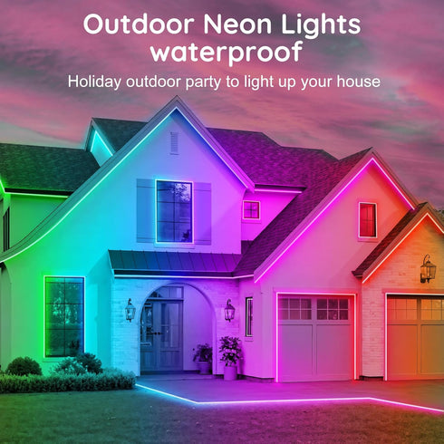 RCUICA 16.4FT LED Neon Rope Lights Waterproof with Smart App Control Remote,DIY Scene Modes,Music Sync