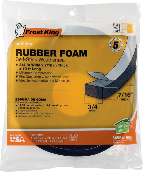 Frost King R734WH White Sponge Rubber Foam Tape, 7/16-Inch