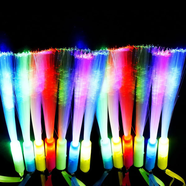 70PC Glow Fiber Optic Wand Glow Sticks,LED Light Up Wand,Glow in The