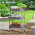 Generic 3 Tier Rolling Cart, Metal Utility Cart with Wheels, Lockable Storage Organizer for Kitchen, Bathroom, Living