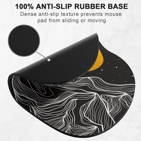 Premium-Textured Oval Mouse Pad, 8.7" x 7.1", Thick 3mm Anti-Slip Waterproof Rubber Mat, Cute Design