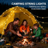 33FT 13 3000mAh Solar Camping String Lights, Retractable Waterproof LED Camp Light with Light Modes, Rechargeable