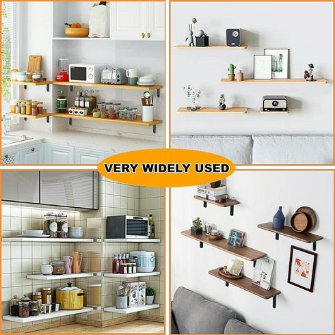4 3.2 X3.2 Inch Alise PCS L Brackets Heavy Duty Corner Bracket, Black Floating Shelf Brackets for Shelves, Stainless