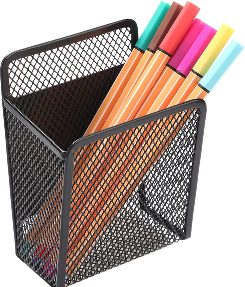 Magnetic Pencil Holder, Extra Strong Mesh Marker Holder for Whiteboard, Refrigerator, Locker Accessories (1 Basket,