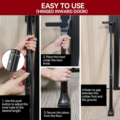Jammer (1 Pack,Black) AceMining Upgraded Door Security Bar & Sliding Patio Bar, Heavy Duty Stoppers Adjustable