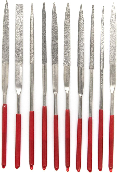 AUEAR Set of 10 Pack Mini Diamond Needle File Set, Barrette Crossing Knife, Jewelers Glass Metal Wood