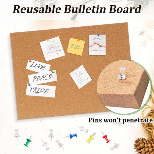 Frameless Cork Board, 16" x 12" Magnetic Bulletin Board with 8 Magnets and 10 Pushpins