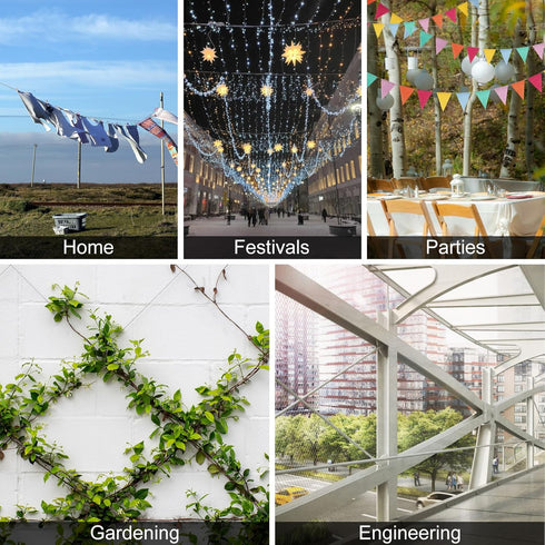 316 400FT 1/32IN 100Pcs Stainless Steel Cable, Wire Rope with Aluminum Sleeves Stops, for String Lights Hanging